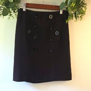 Elegant Ann Taylor Black Double-Breasted Skirt